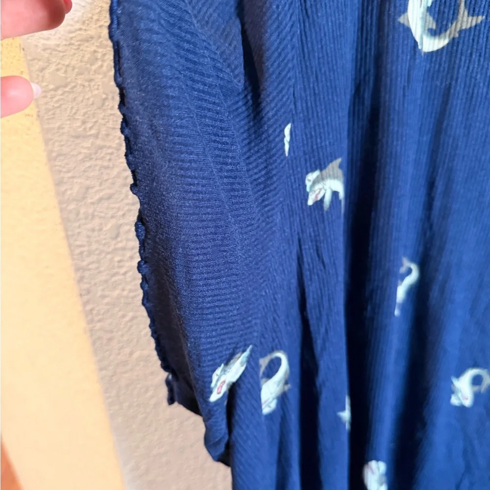 Blue V-Neck Dolphin Print Tunic - Picture 3 of 7